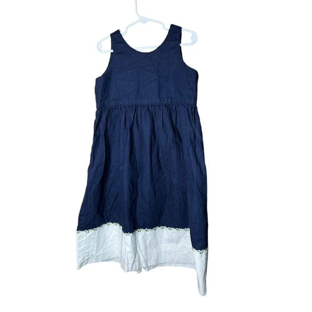 Vintage Hartstrings Linen Blend Blue Dress Size‎ 6